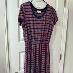 Olive & Oak Navy and Purple Striped Dress